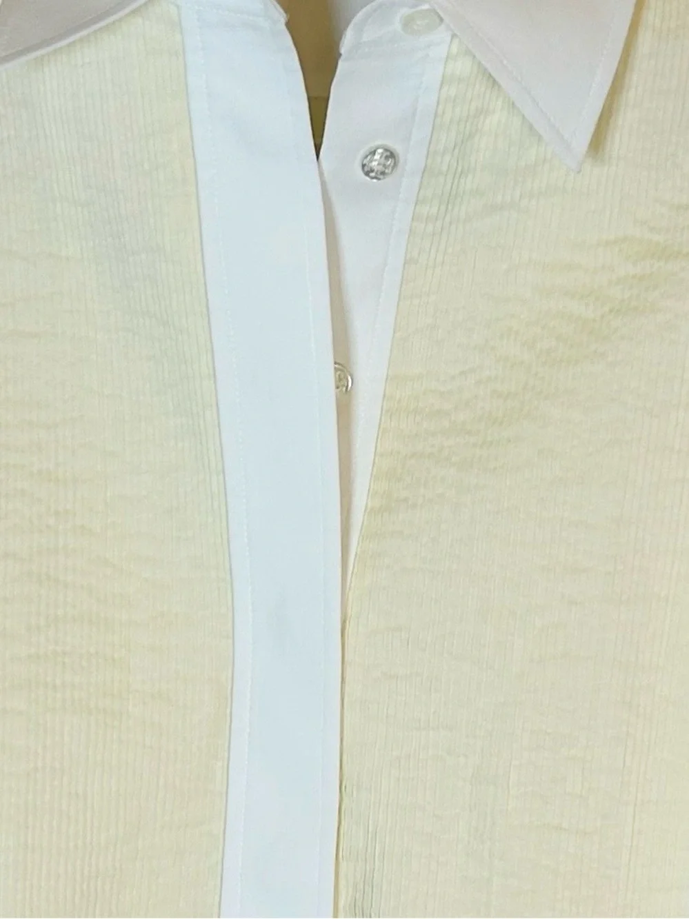 Tory Burch White Butter Yellow Classic Button Down Tuxedo Style Shirt 4 Classic